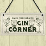 Novelty Gin Corner Sign Personalised Home Bar Pub Garden Sign