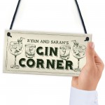 Novelty Gin Corner Sign Personalised Home Bar Pub Garden Sign