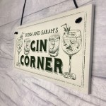 Novelty Gin Corner Sign Personalised Home Bar Pub Garden Sign