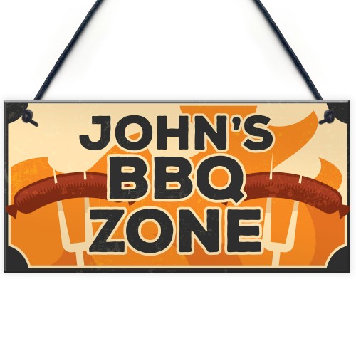 Novelty BBQ Zone Sign PERSONALISED BBQ Sign For Garden Shed