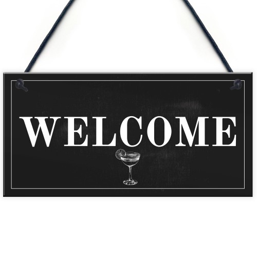 Shabby Chic Welcome Sign To Home Bar Pub Plaque Garden Sign