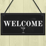 Shabby Chic Welcome Sign To Home Bar Pub Plaque Garden Sign