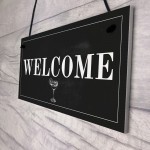 Shabby Chic Welcome Sign To Home Bar Pub Plaque Garden Sign