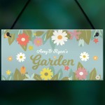 Personalised Hanging Garden Sign Flower Sign Mum Nan Family Gift