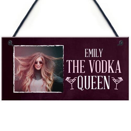 Personalised Vodka Queen Sign Home Bar Sign Funny Friend Gift