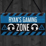 Personalised Gaming Sign Gaming Zone Plaque Boys Bedroom Sign