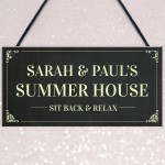 Novelty Summerhouse Sign Personalised Hanging Garden Plaque