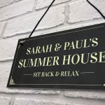 Novelty Summerhouse Sign Personalised Hanging Garden Plaque