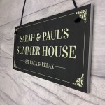 Novelty Summerhouse Sign Personalised Hanging Garden Plaque