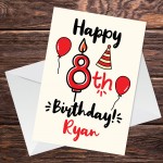 Personalised 8th Birthday Card For Daughter Son Quirky Card