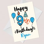 Personalised 9th Birthday Card For Daughter Son Quirky Card