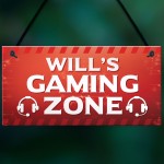 Gaming Zone Personalised Boys Bedroom Sign Novelty Gaming Sign