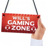 Gaming Zone Personalised Boys Bedroom Sign Novelty Gaming Sign