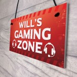 Gaming Zone Personalised Boys Bedroom Sign Novelty Gaming Sign