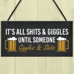 Funny Man Cave Home Bar Sign SH!TS GIGGLES Sign Beer Plaque