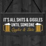 Funny Man Cave Home Bar Sign SH!TS GIGGLES Sign Beer Plaque