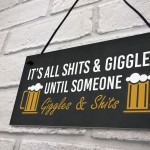 Funny Man Cave Home Bar Sign SH!TS GIGGLES Sign Beer Plaque