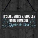 Funny Hot Tub Plaque SH!TS GIGGLES Sign Hanging Garden Sign