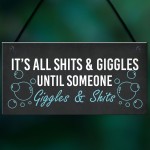 Funny Hot Tub Plaque SH!TS GIGGLES Sign Hanging Garden Sign