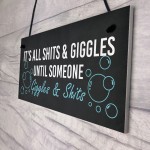 Funny Hot Tub Plaque SH!TS GIGGLES Sign Hanging Garden Sign