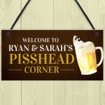 Personalised PISS HEAD Corner Bar Hanging Home Bar Garden Sign