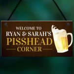 Personalised PISS HEAD Corner Bar Hanging Home Bar Garden Sign