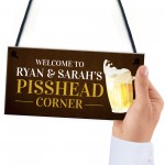 Personalised PISS HEAD Corner Bar Hanging Home Bar Garden Sign