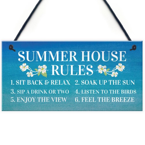 Summer House Rules Hanging Garden Shed Sign Home Decor Sign