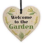 Welcome To The Garden Hanging Door Wall Sign Wood Heart