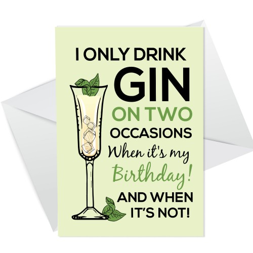 Funny GIN Birthday Card For Men Women Birthday Card For Her