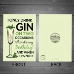 Funny GIN Birthday Card For Men Women Birthday Card For Her