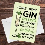 Funny GIN Birthday Card For Men Women Birthday Card For Her