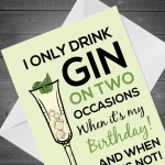 Funny GIN Birthday Card For Men Women Birthday Card For Her