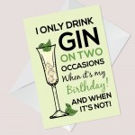 Funny GIN Birthday Card For Men Women Birthday Card For Her