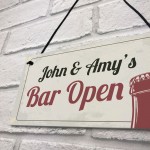 PERSONALISED Bar Open Home Bar Hanging Sign Man Cave Beer 