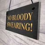 Funny Man Cave Sign Hanging Wall Plaque NO SWEARING Shed Sign