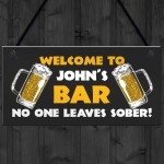 Home Bar Sign NO ONE LEAVE SOBER Funny Pub Man Cave Sign