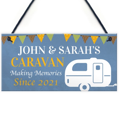 Novelty Caravan Sign Hanging Door Plaque Personalised Home Gift