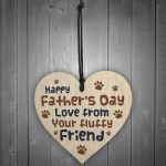 Funny Fathers Day Gift From Dog Furry Friend Wood Heart Dad Gift