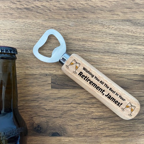 Personalised Retirement Gifts Wooden Bottle Opener Gifts