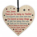 Personalised Teacher Gifts Poem Wood Heart Cute Thank You Gift