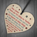 Personalised Teacher Gifts Poem Wood Heart Cute Thank You Gift