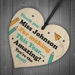 Teacher Gift Thank You Gift Hanging Heart Personalised 