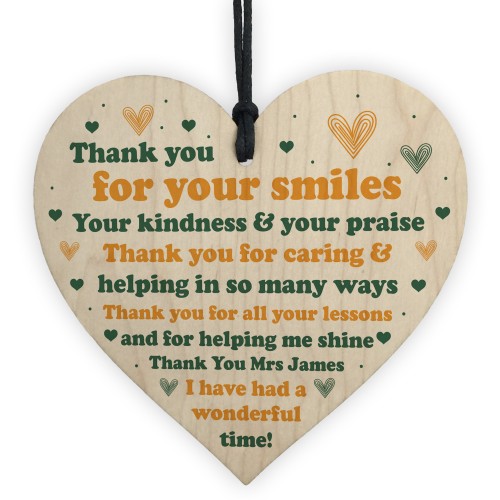 Teacher Gifts From Student Wood Heart Thank You Nursery Teacher 