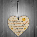 Personalised Teacher Teaching Assistant Gifts Wood Heart