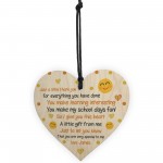 Personalised Teacher Teaching Assistant Gifts Wood Heart