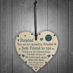 Stepdad Gift Poem Wood Heart Fathers Day Birthday Gift