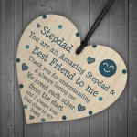 Stepdad Gift Poem Wood Heart Fathers Day Birthday Gift