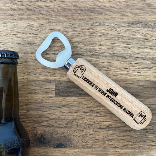 Funny Bar Sign Personalised Wooden Bottle Opener Dad Uncle Son