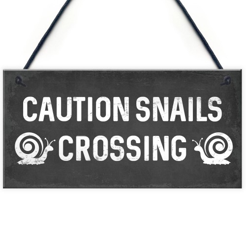 Funny Snails Crossing Garden Sign Novelty Hanging Garden Shed